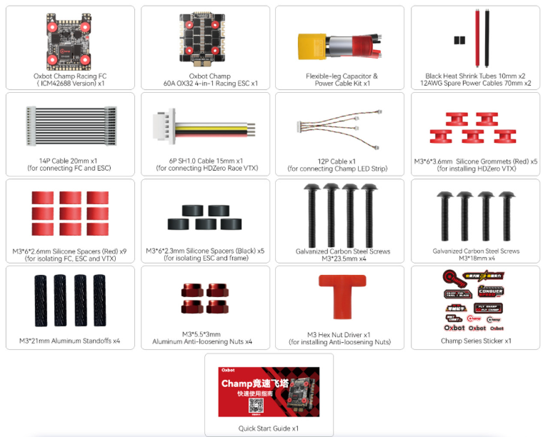Oxbot Champ Racing Stack ICM42688 H743 60A OX32 FC+ESC Stack