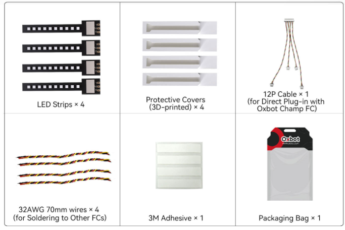 Oxbot Champ Racing LED Strip Kit (4-Pack, 10 LEDs per Strip)