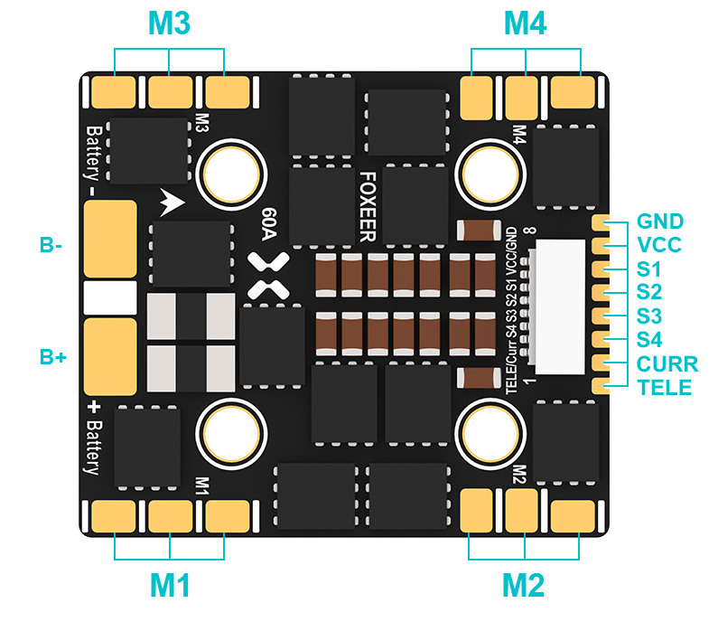 Foxeer Reaper F4 Slim Mini ESC 128K 60A BL32 4in1 9~40V 20mm M3