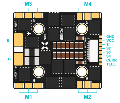 Foxeer Reaper F4 Slim Mini ESC 128K 60A BL32 4in1 9~40V 20mm M3