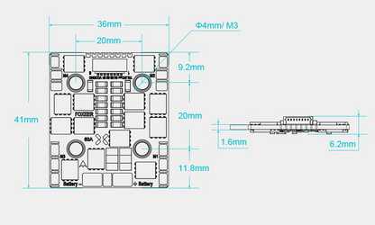 Foxeer Reaper F4 Slim Mini ESC 128K 60A BL32 4in1 9~40V 20mm M3