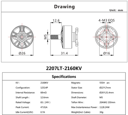 VCI 2207 LT-2160KV Fire Racing Motor